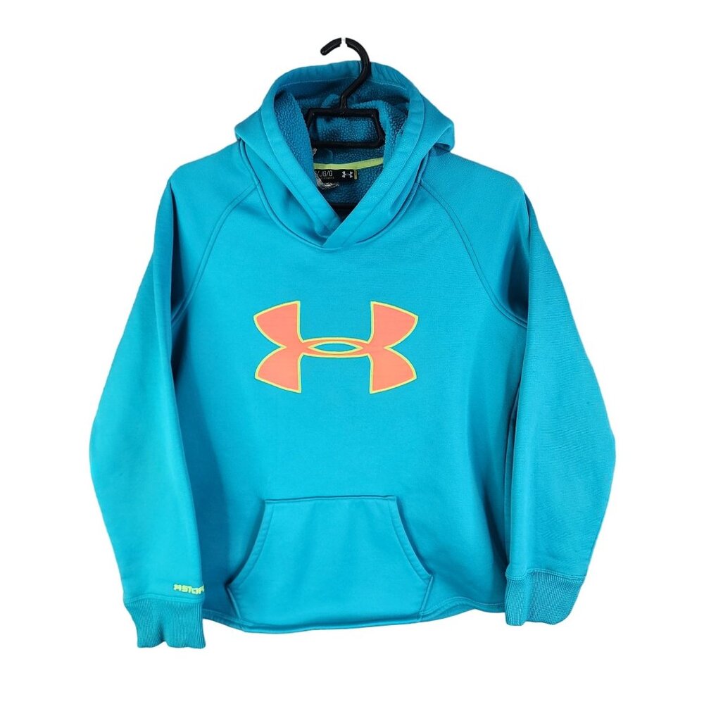 Boys Blue Under Armour Hoodie Sweatshirt Storm 1 Loose Fit Long Sleeve Size L